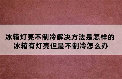 冰箱灯亮不制冷解决方法是怎样的 冰箱有灯亮但是不制冷怎么办